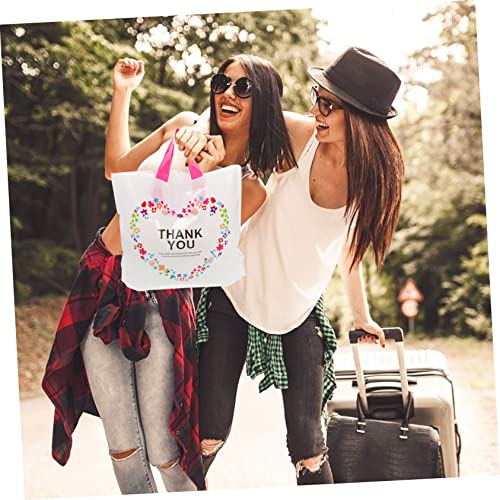 50pcs Reusable Shopping Bags Handles Thickened Portable Garment Storage Holders for Parties Weddings and Picnics Decorative Present Wrap Bags Delicate Floral Pattern2