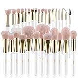 BEILI Makeup Brushes 30Pcs Professional Makeup Brush Set Premium Pink Vegan Synthetic Kabuki Foundation Blending Brush Face Powder Blush Concealers Eye Shadows Make Up Brush Set (White/Rose Gold)