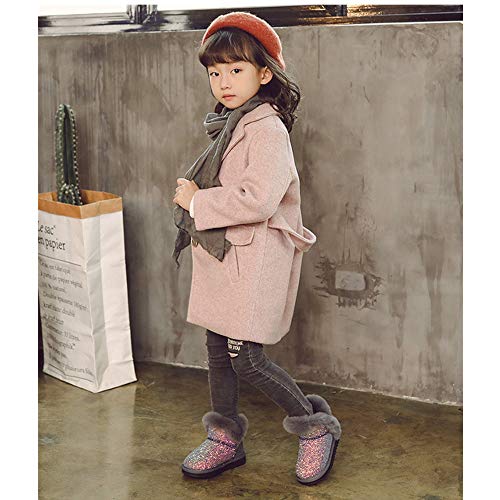 Dayiss Girls Fur Hiking Sequins Snow Boots Sparkly Waterproof Booties Princess Warm Winter Shoes for Girls4