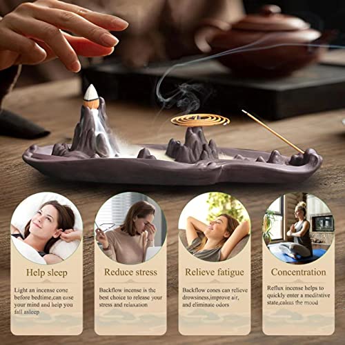 Gagedecy 3 In 1 Ceramic Incense Holder, Backflow Incense Burner For Sticks, Incense Cone Holder Waterfall With Tweezer, Durable Stick For Yoga, Meditation Aromatherapy Ornament Home Decor #TOP5