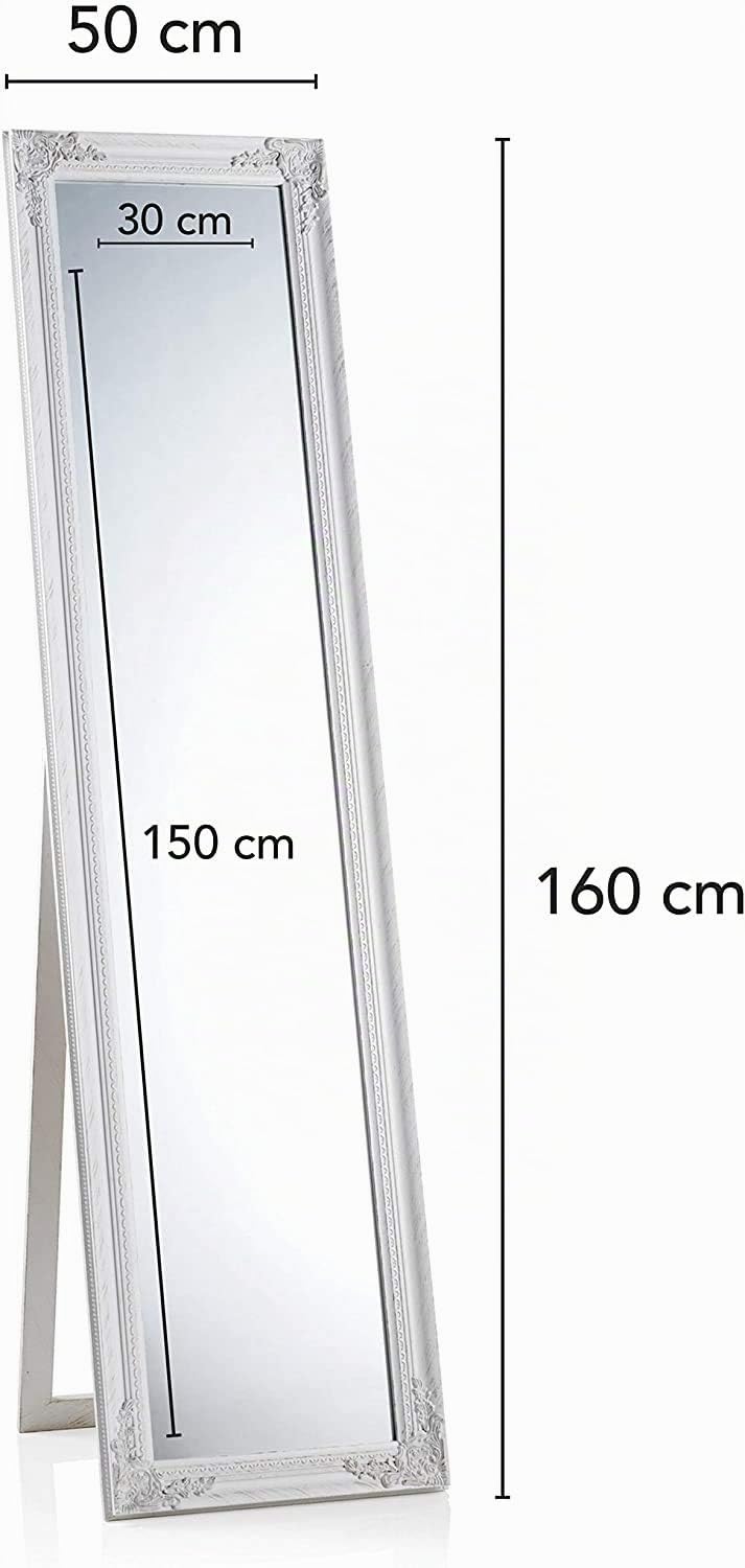 Montemaggi Specchio da Terra con inclinazione Regolabile in Legno Bianco Opaco 40X4X160 cm