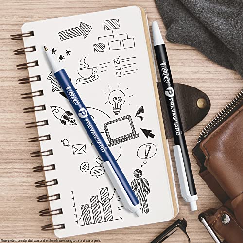 Image of BIC PrevaGuard Clic Stic Ballpoint Pen Contains Built-in Protection On the Pen To Suppress Bacteria Growth, Black, 60-Count