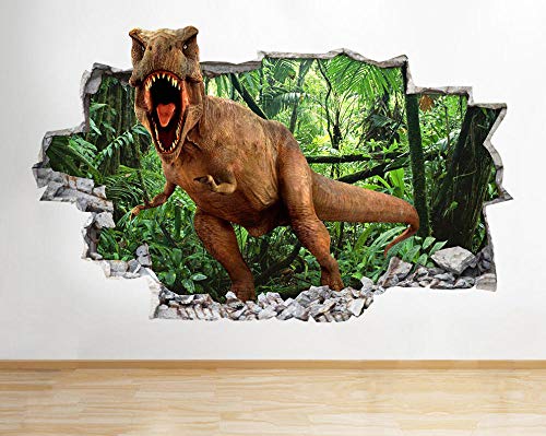 Etiqueta de la pared de aspecto 3D tatuajes Pegatinas de pared T Dinosaurios Cool Smashed Decal Poster 3D Art Vinyl Room