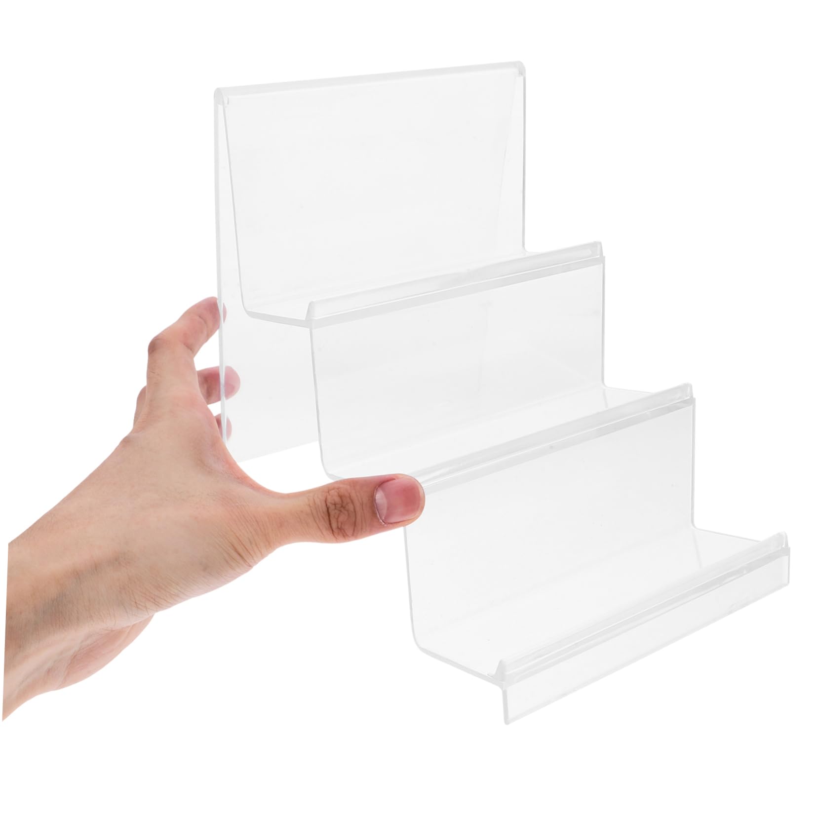 Unomor Transparent Wallet Display Stand Three Tier Desktop Organizer for Sunglasses and Versatile Holder for Retail Use Sleek and Design for Enhanced Aesthetic Appeal