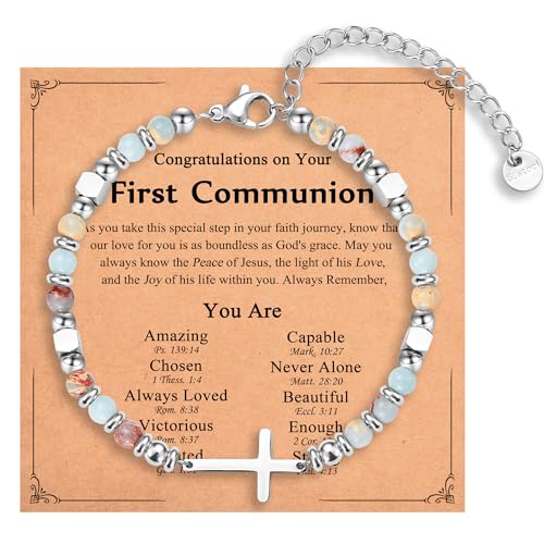 Image of Easter Basket Stuffers for Teens Girls, Christian Cross Bracelet Jewelry | Baptism Confirmation First Communion Easter Gifts for Girls