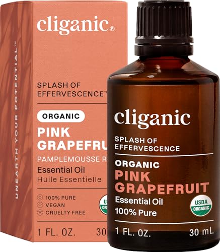 Image of Cliganic Organic Pink Grapefruit Essential Oil, 100% Pure Natural for Aromatherapy | Non-GMO Verified