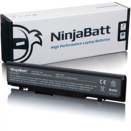 NinjaBatt Laptop Battery PP39L for Dell Studio 1535 1536 1537 1555 1557 1558 WU946 PP33L 312-0701 312-0702 KM887 KM901 KM904 KM905 MT264 MT275 MT276 RM803 RM804 RM855 WU960 - [6 Cells/4400mAh/11.1V]
