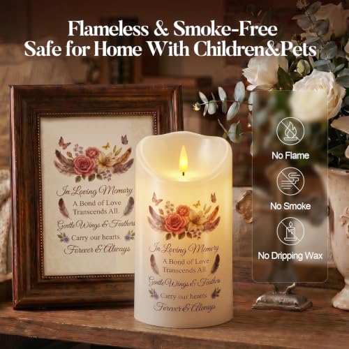 Image of Homemory Memorial Candle Bereavement Sympathy Gifts for Loss of Loved One, Real Wax LED Candle with Remote Memorial Gifts for Loss of Mother Loss of Father in Memory of Loved One Remembrance Gift
