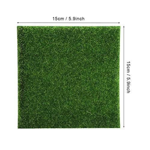 SOONHUA 10 Pezzi Erba da Giardino Artificiale 15 * 15 Cm Tappeto Erboso Prato in Miniatura Sintetica Dall'aspetto Realistico Finto per Mini Ornamento Casa Delle Bambole Arredamento - Image 7