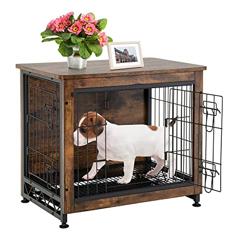 PawHut Hundekäfig Für Zuhause Mittelgroße Hunde Mit Türen Grau 80 X 50 X 56 5 Cm