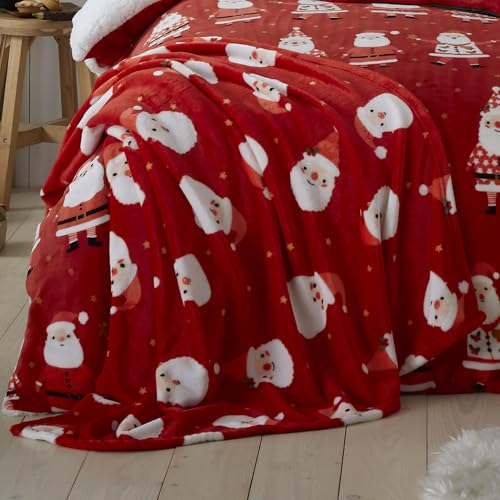 Bedlam Christmas Jolly Santa Fleece-Überwurf, Rot, 120 x 150 cm – Ansicht 1
