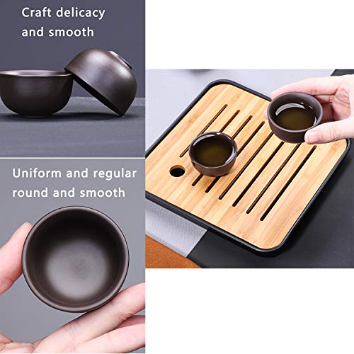 Caisang Travel Tea Sets 12 Pack Ceramic Teapot, Chinese Tea Pot Cup Set With Tray Infuser,Purple Clay Teapot,Teacups,Tea Canister,Bamboo Tray In One Tea Gift Bag For Outdoor Home Business thumb #4