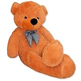 Großer Teddy Bär aus flauschigem Plüsch Stoff in Kombination mit einem hochwertigen Schleife die ebenfalls gefüttert ist und somit stets in Form bleibt.