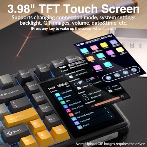 Image of Aula L99 Wireless Mechanical Gaming Creamy Keyboard with Smart Touch Screen | Tri-Mode Hot Swappable Custom Keyboard,RGB Backlit,PBT Keycap,Gasket Mount Creamy Sounding Keyboards for Office PC,84 Keys