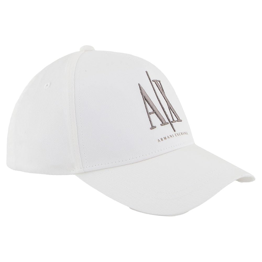 Armani Exchange Men's Curved Visor Contrast Front Logo Baseball Cap, Off White, TU, Off White, One Size