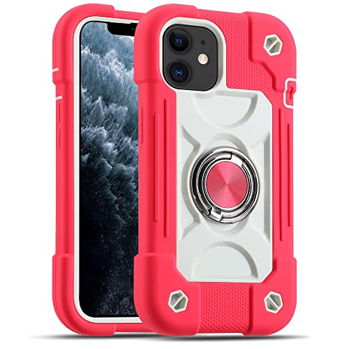 Image of MARKILL Compatible with iPhone with Built-in 360Rotating Ring Stand, Military Grade Drop Protection Full Body Rugged Heavy Duty Case Durable Cover (Hot Pink, iPhone 11 6.1 inch)