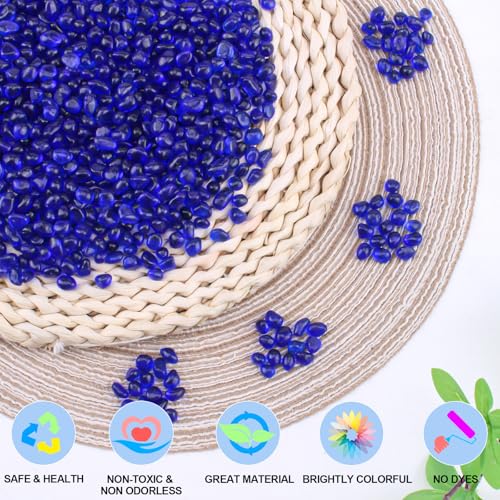 Image of Keedolla 15 Oz Aquarium Glass Marbles Fish Tank Rocks, Decorative Glass Pebbles Gemstones for Aquarium Gravel Fish Tank Stones Vase Fillers DIY Crafts - Cobalt Blue