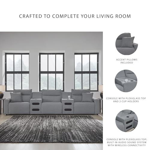 Image of Signature Design by Ashley Power Reclining Sectional with Audio Consoles