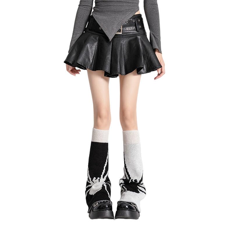 Image of WODECASA Girls Kawaii Leg Warmers Knitted Flared Leg Sleeves Goth Crochet Baggy Cuff Ankle Heap Socks