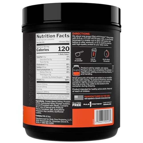 Image of Rule 1 R1 Protein Whey Isolate - with 25g Protein & 6g BCAA Exclusively from Isolated & Hydrolyzed Sources for Workout Recovery (1 Pound*, Chocolate Fudge)