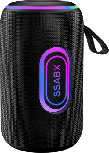 Portable Bluetooth Speaker x Stocking Stuffers, Bluetooth 5.4 Speaker, 30W Dual Speaker, 2.0 Channel, Deep Bass, 30H Playtime, Colorful RGB Lights, IPX7 Waterproof, White Elephant Gifts for Adults