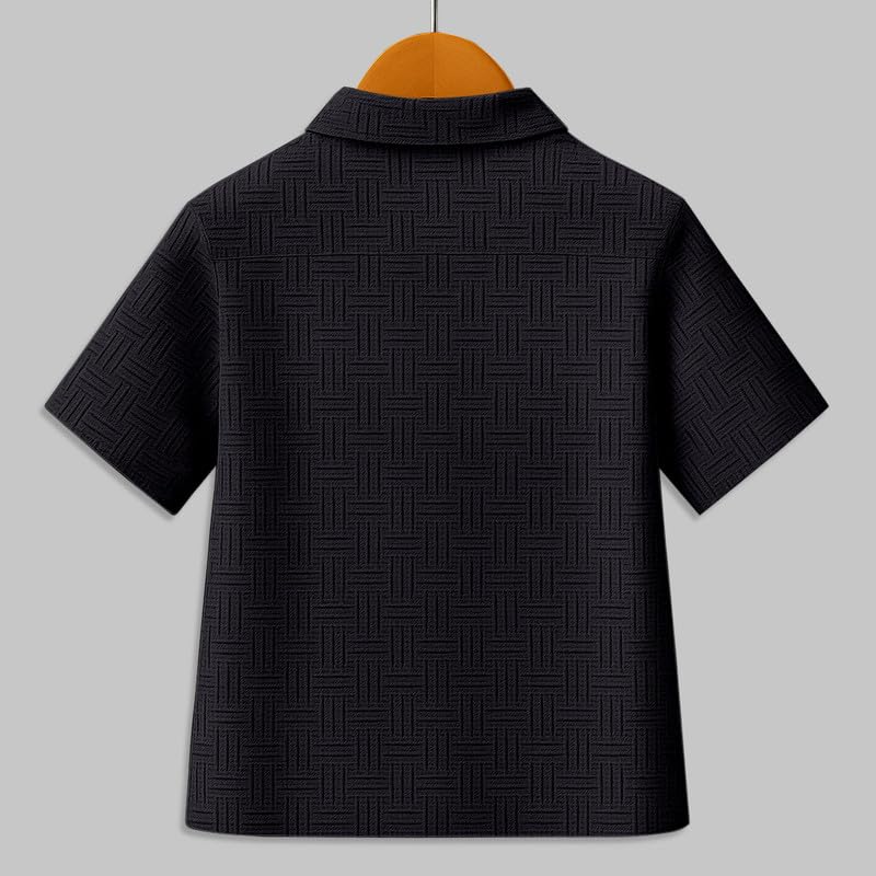 Image of Boys' Casual Cotton Blend Solid Collared Button Down Neck Half Sleeves Regular Fit Shirt