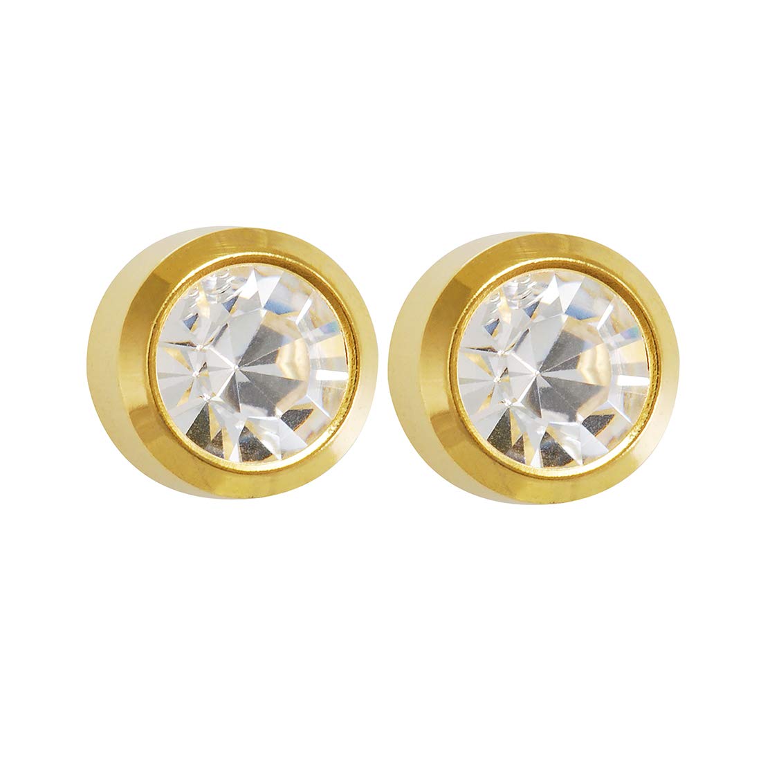 3MM April – Crystal Bezel 24K Pure Gold Plated Ear Studs | Hypoallergenic | Ideal for every day wear