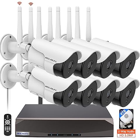 【 90ft Super Night Vision & Dual Antenna Enhanced】 2-Way Audio Outdoor Wireless Security Camera System, WiFi Video Surveillance, Home Security Cameras Cover