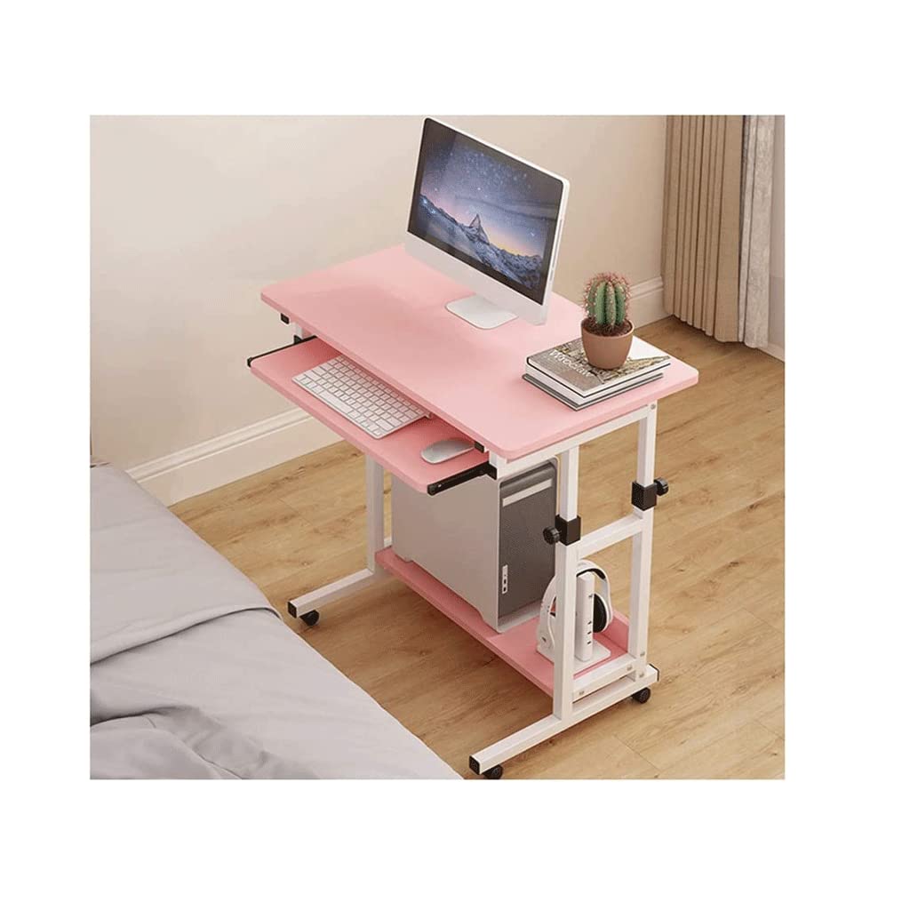 MYUYEE Overbed Table Height Adjustable Overbed Table Rolling Standing Desk Rolling Computer Cart Workstation With Keyboard Tray On Wheels For Home,G (B)
