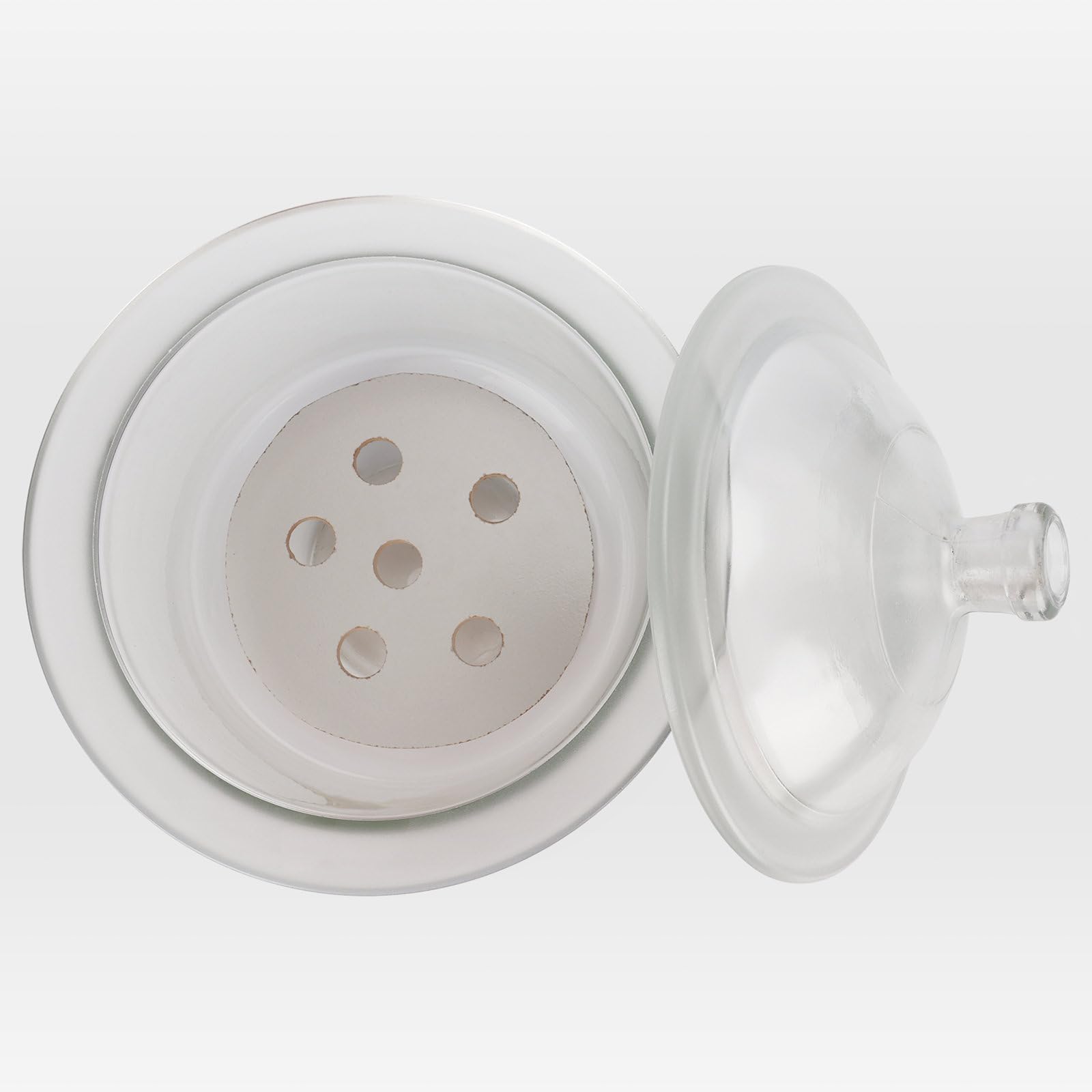 Labasics Desecador de Vidrio con Tapa de Perilla y Placa de Porcelana, Almacenamiento Seco Redondo No al Vacío para Muestras de Laboratorio y Materiales Activos, 180 mm I.D.