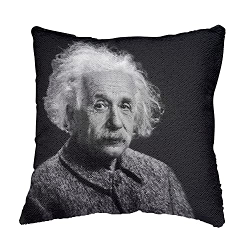 Coussin Sequin Paillettes Noir Albert Einstein Décoration Salon - 4