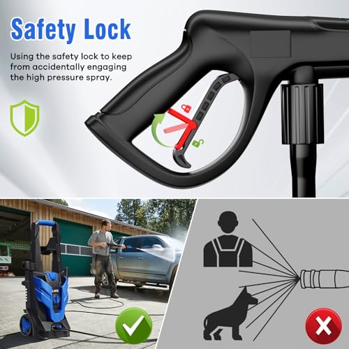 Image of Pressure Washer, Power Washer with 4 Quick Connect Nozzles 1 Foam Cannon, High Pressure Cleaning Machine for Cars /Fences /Driveways /Patios /Farms /Home Cleaning(Light Blue)