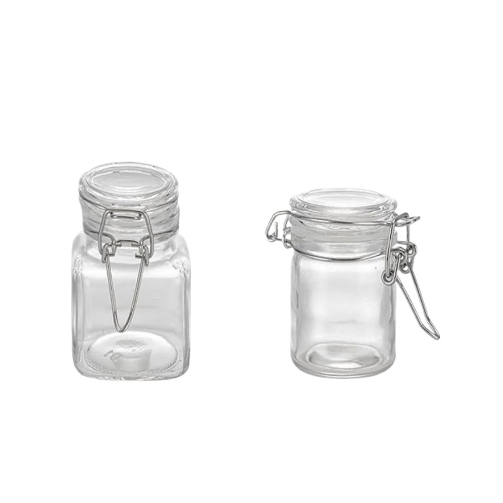 ZNJAMN 2pcs Mini Square Glass Sealed Jars With Snap Lids, Storage for Pickling(100ML)