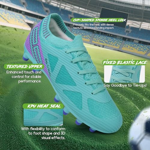 brooman Kids Firm Ground Soccer Cleats Boys Girls Football Shoes with Soccer Socks3