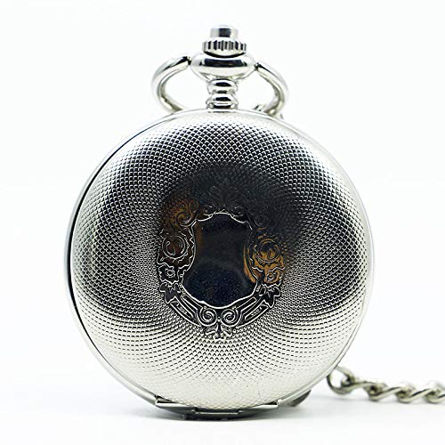 OIFMKC Pocket Watch Luxury Watch Men Automatic Mechanical Silver Pocket Watch Fashion Self Wind Women Men Fob Clock Shield Pendant