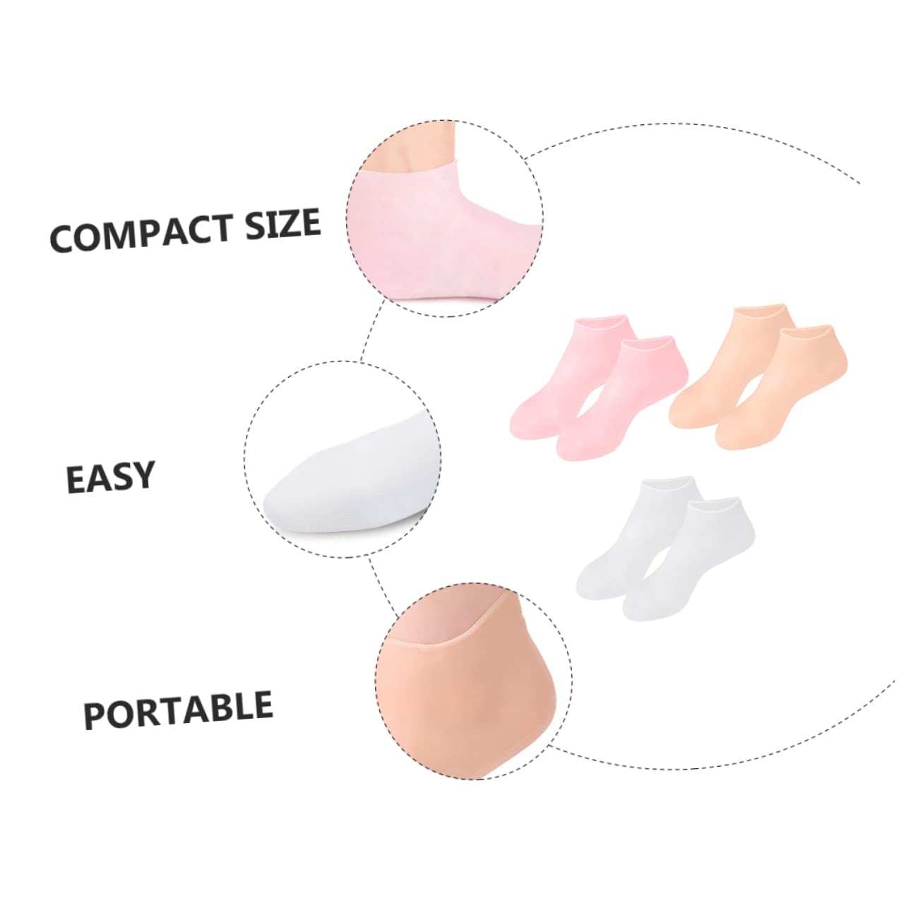 TOVINANNA 3Pairs Moisturizing Socks for Women of Elastic Foot Covers for Dry Cracked Softening and Exfoliating Foot Care and Nude