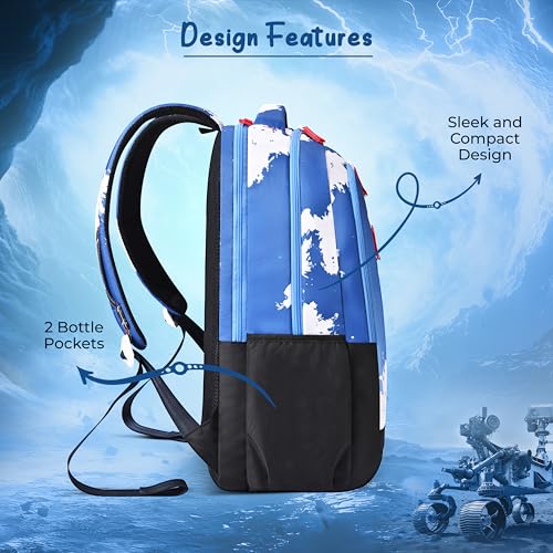 Image of Gear Lost In Space 17 inch /30L Large Water Resistant School Bag | Casual Backpack | Daypack | Travel Backpack | Kids Bag for Boys /Girls (Blue - Red)