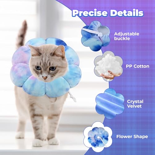Image of Adjustable Dog Cone Collar, Soft Dog Elizabethan Collar Recovery E Collar After Surgery, Recovery E-Collar for Kittens /Puppies and Cats Recovery (Purple Blue, M)