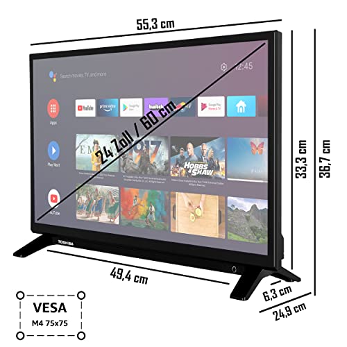 Toshiba 24WA2063DAZ 24 Zoll Fernseher/Android Smart TV (HD Ready, HDR, Google Play Store, Google Assistant, Triple-Tuner, Bluetooth) [2023] – Bild 4