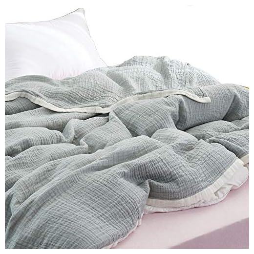 UniDes Muslin Cotton Blanket for Adult and Kids,Full/Queen Size (78" x 90"),100% Cotton,4-Layer Soft and Lightweight Blanket for Bed,Couch &Sofa,Muslin Coverlet for All Season - Blue Grey