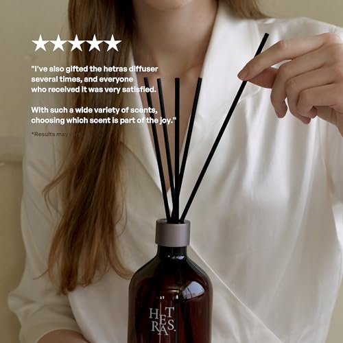 hetras. Premium Reed Diffuser: 16.9oz (500 ml) Large Capacity | Hotel Wood Scent | Fragrance Oil Diffuser Sticks for Home Office Bathroom Decor – Gifts for Loved one