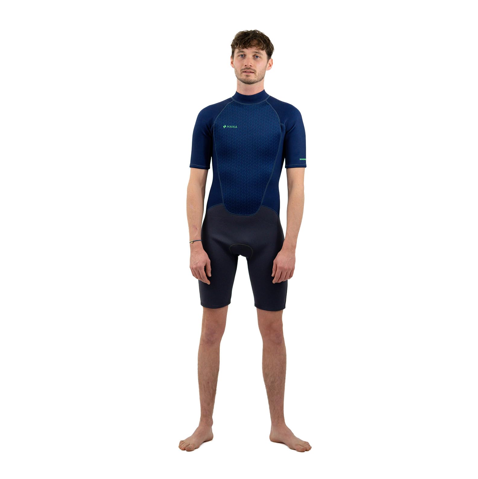 HANA Waimea - Mono de neopreno corto de 3/2 mm para hombre - Neopreno SCR Full Stretch Limestone - Ideal Surf, Paddle, Wakeboard, Kayak - Confort, Flexibilidad y Protección Térmica