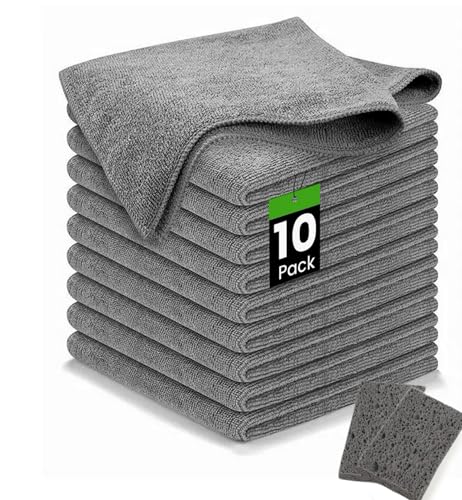 RUISTLI 10 PCS-Trapos de Cocina-Microfibra 25*25CM,Trapos de Limpieza Trapo Microfibra,Trapos Multifuncional,Cocina Accesorios Productos de Limpieza Del Hogar,Grueso,Absorbente de...