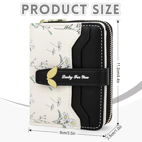 Small Wallet Womens Black Flower Cute Wallet's Women Mini Wallets for Ladies Slim Change Purse for Ladies Bifold Wallet Womens With Zipper Coin Pocket Purses Card Holder for Women2