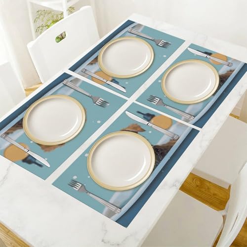Set de table cuisine extérieur motif chien amusant repas terrasse