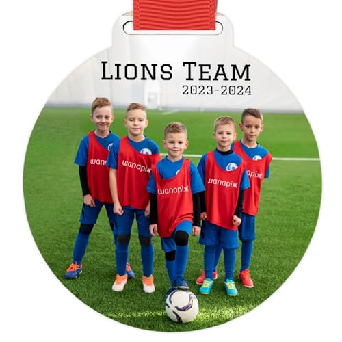 Wanapix | Medallas Personalizadas | Medallas Niños y Adulto | Madera | Medallas Premios | con Cinta Roja | 7ø cm | 100% Personalizada