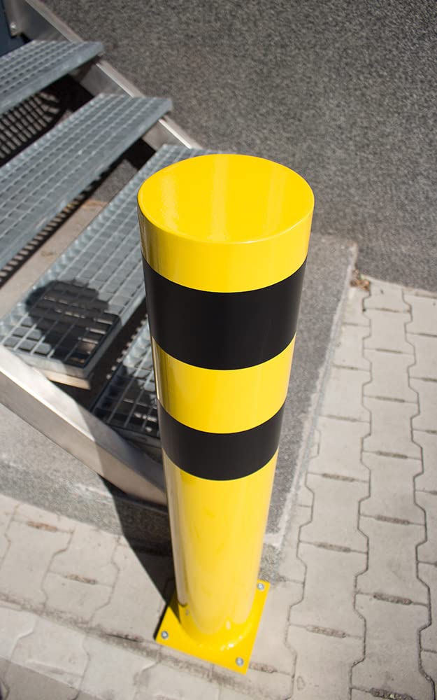 Palo di arresto in acciaio, diametro 108 x 1200 mm, colore: giallo/nero