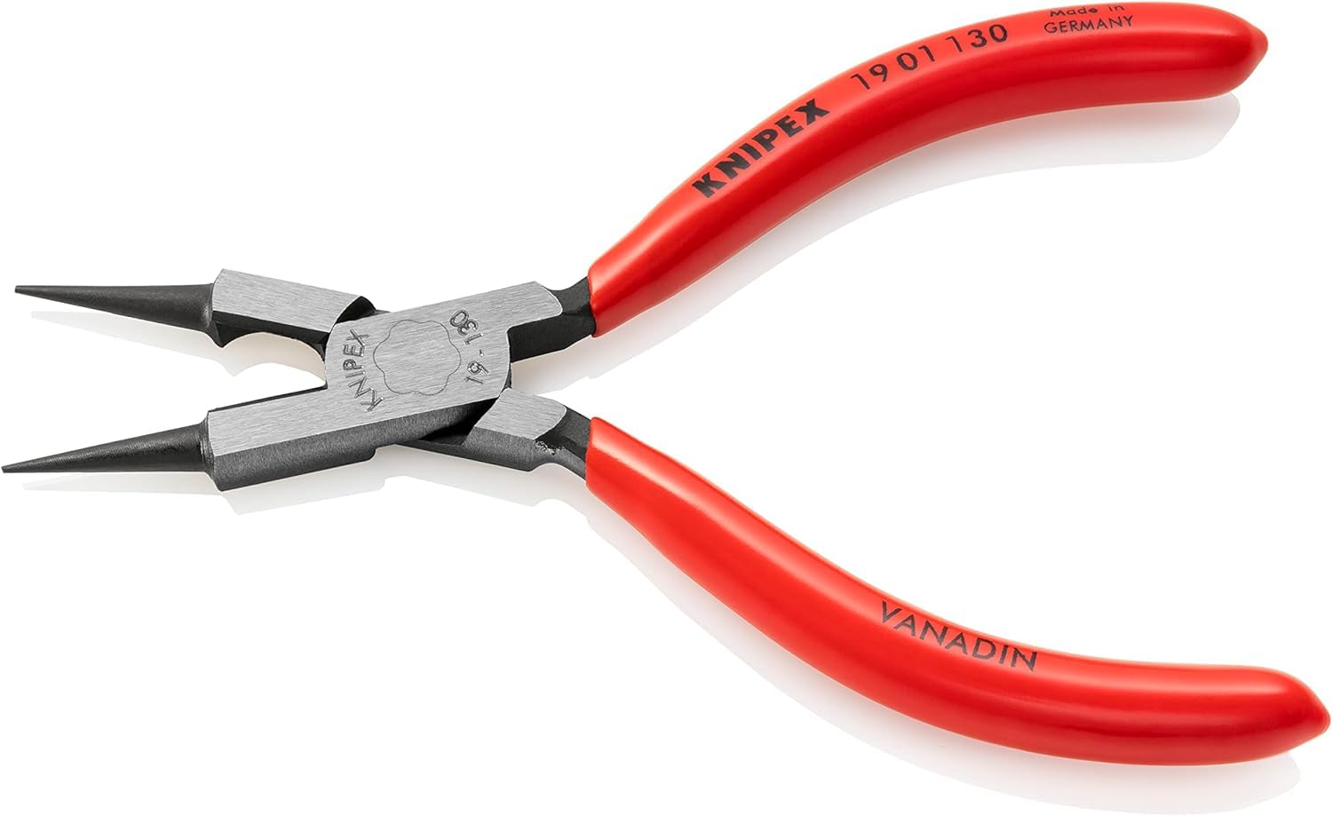 KNIPEX Pinza a becchi tondi con tronchese (pinza per gioiellieri) rivestiti in resina sintetica 130 mm, 19 01 130
