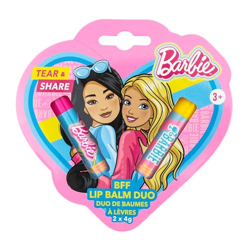 Childrens Lip Balm Duo 2 x 4g Hydrating Lip Balms in Strawberry & Mango Tear & Share Best Friends Gift Official Barbie Merchandise