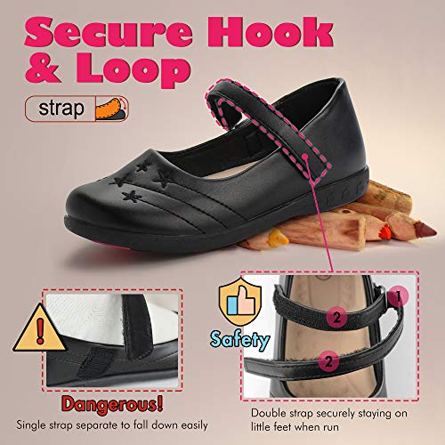 Hawkwell Girl's Strap School Uniform Dress Shoe Mary Jane Flats (Toddler/Little Kid), Black PU, 11 M US3